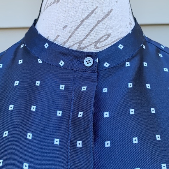 J Crew Drapey In Ratti Blue Red Geometric Print Long Sleeve High Low Tunic - Picture 8 of 16